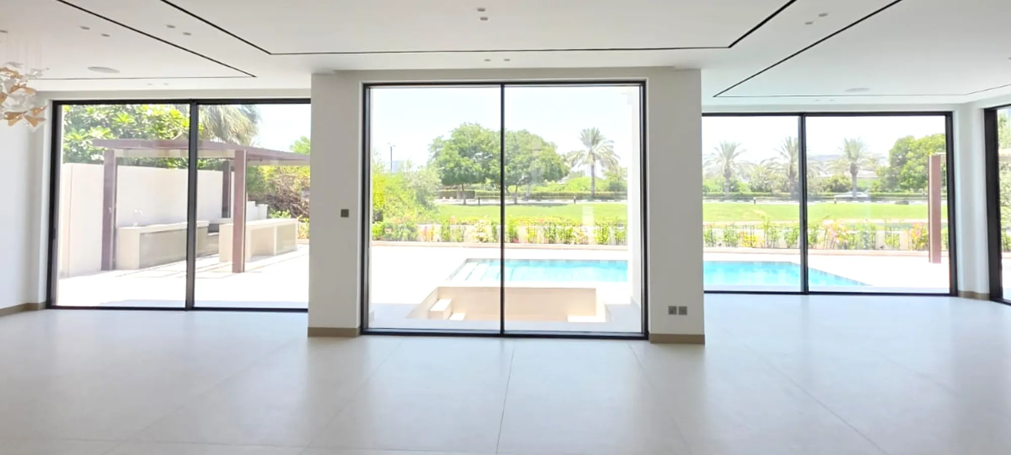 Aluminium sliding doors onto a terrace, Jumeirah Golf Estates villa